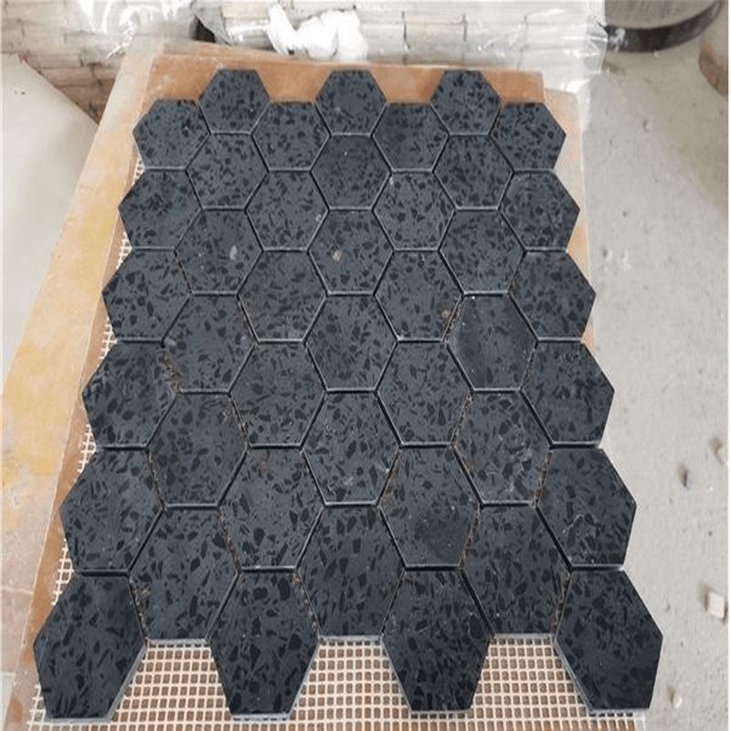 black terrazzo hexagon mosaic.png black terrazzo hexagon mosaic.png